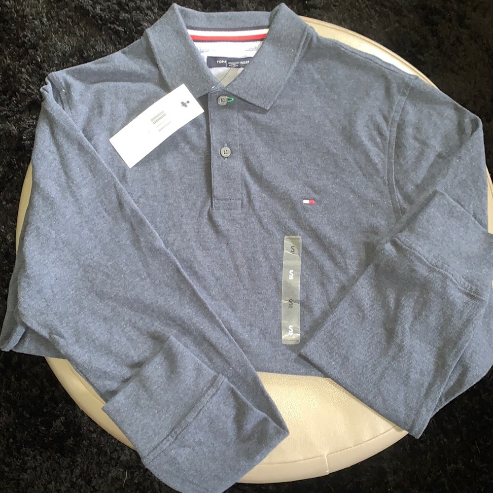 Long sleeve mens Tommy Hilfiger polo shirt.